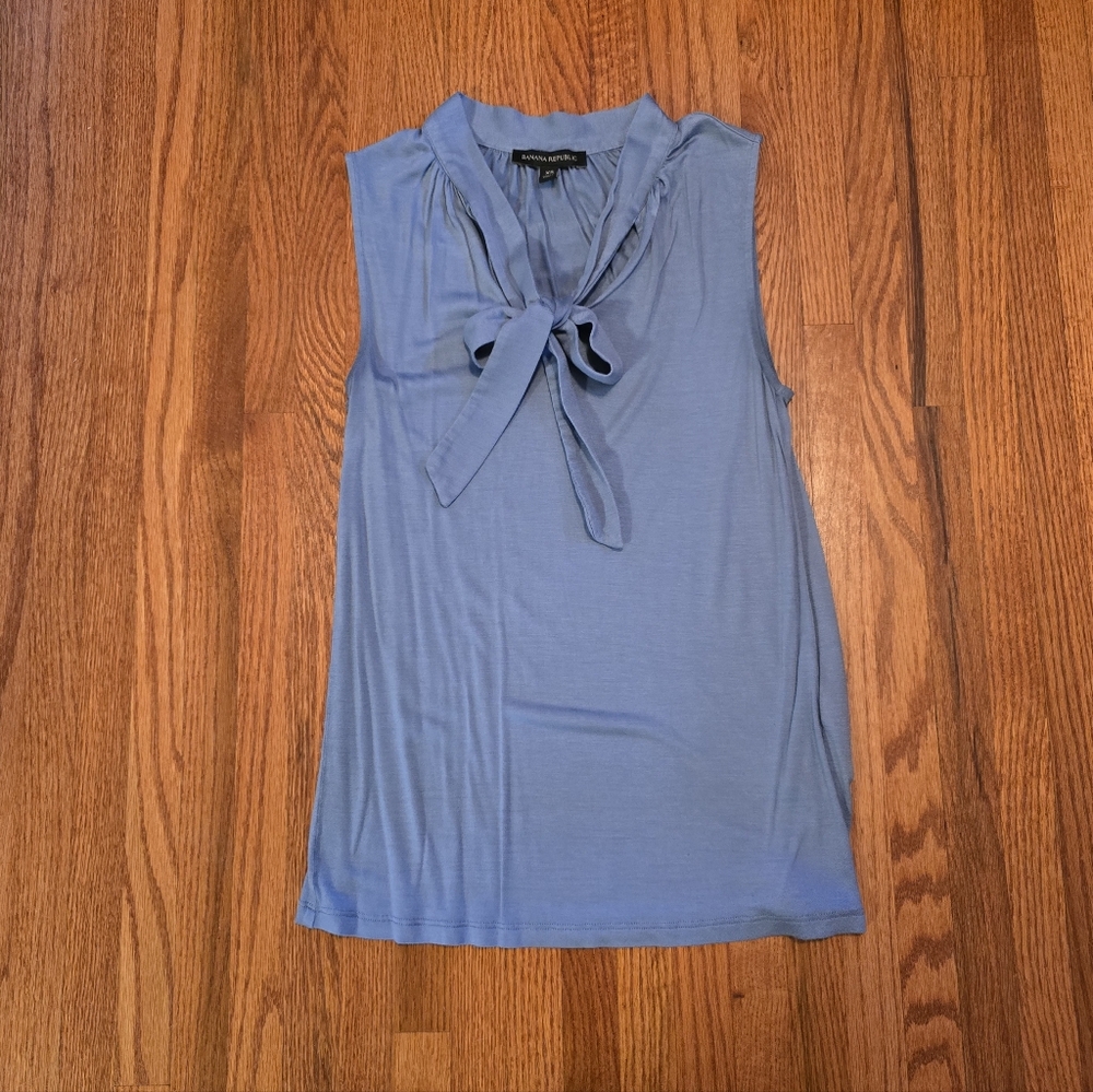 Banana Republic Light Blue Tie-Neck Blouse